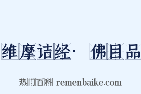 维摩诘经·佛目品是什么意思的图片